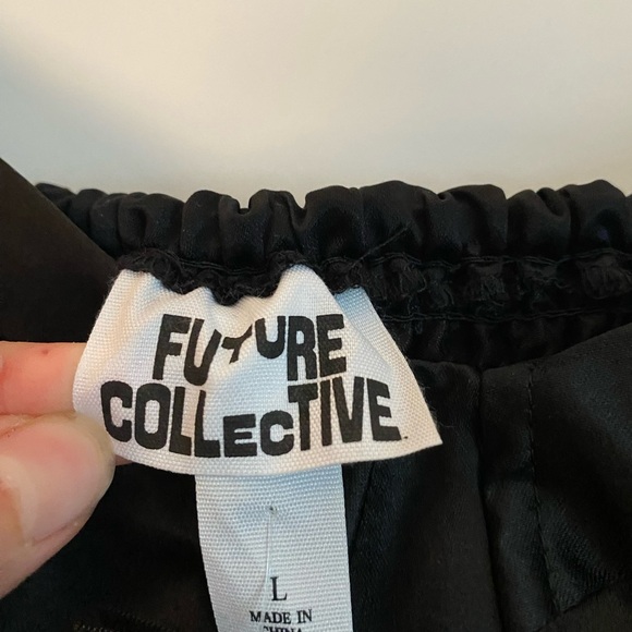 Future Collective Strappy Satin Black Midi Dress Large Cocktail Formal Chic Glam - Picture 5 of 10